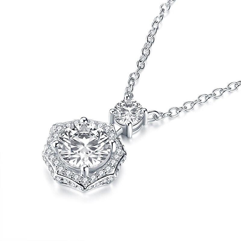 2.50ct Round Cut Diamond Halo Pendant, 925 Sterling Silver