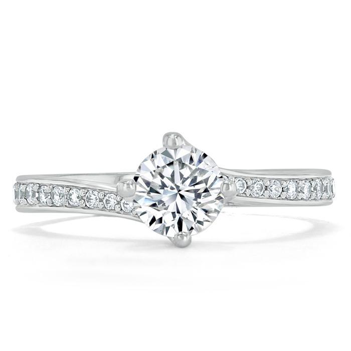 1.00ct  Round Cut Moissanite Twist Engagement Ring, Classic Style,  Available in White Gold, Platinum, Rose Gold or Yellow Gold