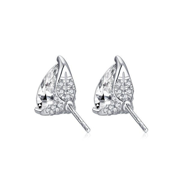 3.00ct Each Pear Cut Classic Diamond Stud Earrings, 925 Sterling Silver