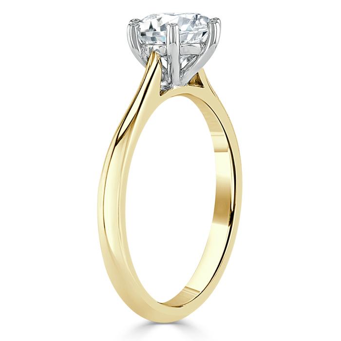 Lab-Diamond, Round Cut Engagement Ring, Classic Six Claw, Choose Your Stone Size and Metal