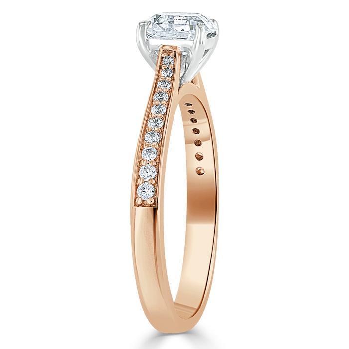 Lab-Diamondf Asscher Cut Engagement Ring, Classic Style, Choose Your Stone Size and Metal