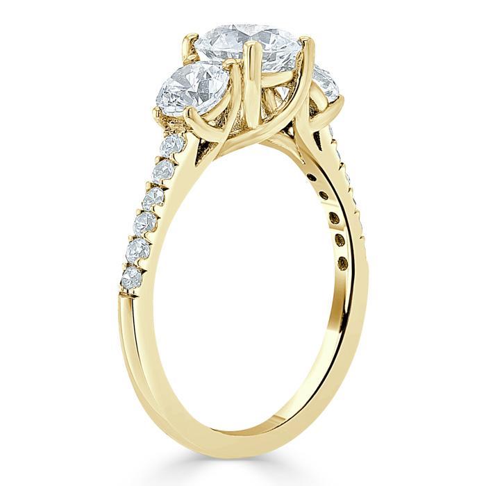 1.20ct  Round Cut Moissanite 3 stone Engagement Ring,  Available in White Gold, Platinum, Rose Gold or Yellow Gold
