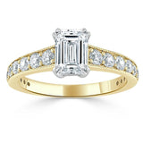 Lab-Diamond Emerald Cut Engagement Ring, Tiffany Style, Choose Your Stone Size and Metal