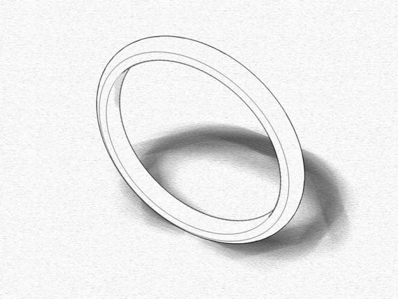 D Shaped Wedding Band, Polished Finish, Choose Your Metal & Width