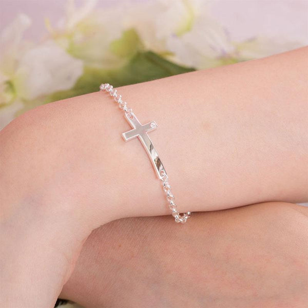 925 Sterling Silver Cross Bracelet, Delicate Cross Bracelet