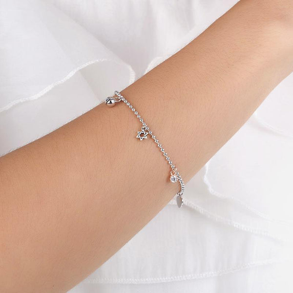 Solid 925 Sterling Silver Bracelet, Delicate Charm Bracelet