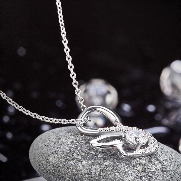 0.50ct Diamond Swan Pendant, Bridal Swan Diamond Necklace, 925 Silver