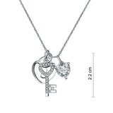 1.50ct Diamond Love Heart Lock & Key Pendant, Heart Diamond Necklace, 925 Silver