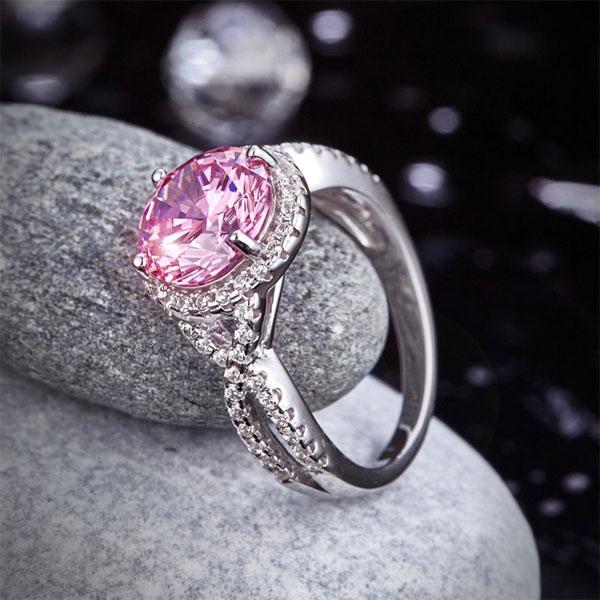 3.00ct Vivid Pink Diamond Engagement Ring Round Brilliant Cut Twist INFINITYJEWELRY.COM