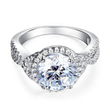 3.00ct Diamond Twist Engagement Ring, Round Brilliant Cut, 925 Silver
