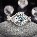 3.00ct Diamond Twist Engagement Ring, Round Brilliant Cut, 925 Silver
