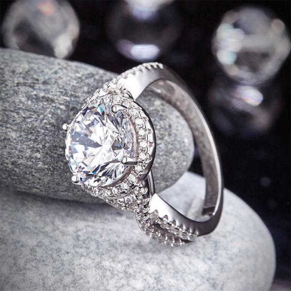 3.00ct Diamond Twist Engagement Ring, Round Brilliant Cut, 925 Silver