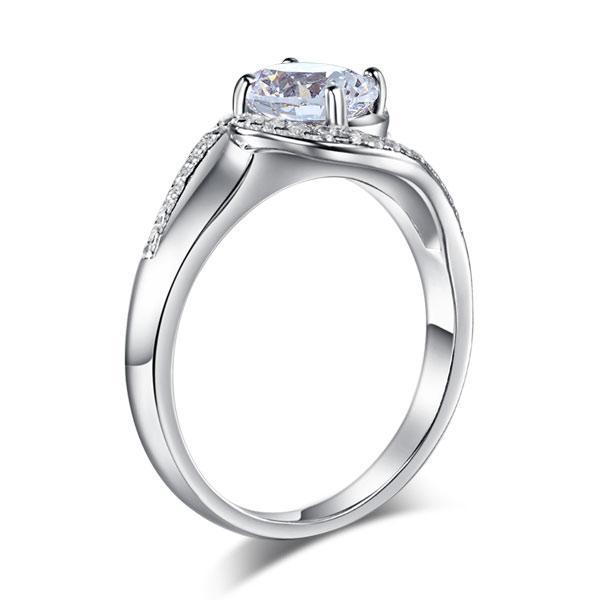 1.25ct Diamond Twist, Round Brilliant Cut Engagement Ring, 925 Sterling Silver