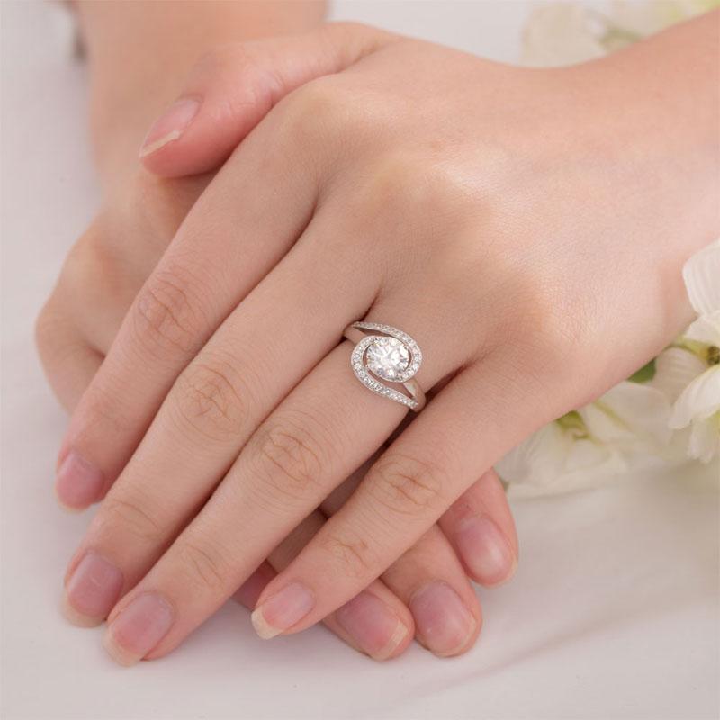 1.25ct Diamond Twist, Round Brilliant Cut Engagement Ring, 925 Sterling Silver