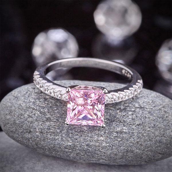 Pink diamond engagement ring princess cut Clearance