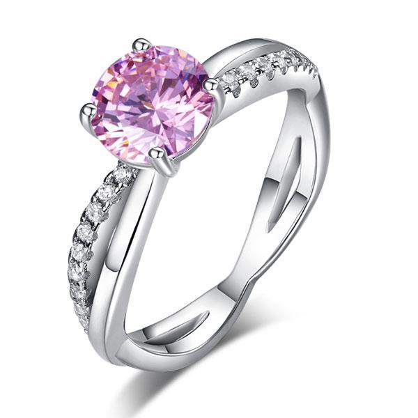 1.50ct Pink Diamond Engagement Ring, Twisted Band, 925 Silver