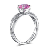 1.50ct Pink Diamond Engagement Ring, Twisted Band, 925 Silver