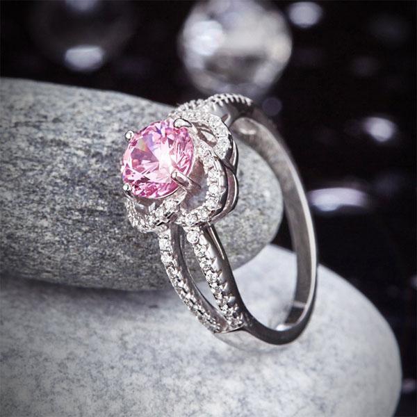 Pink and silver engagement rings hot sale