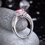 1.00ct Floral Pink Diamond Halo Ring, Round Brilliant Cut Centre Stone, 925 Sterling Silver Engagement ring