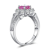 1.25ct Vintage Diamond Halo, Pink Round Brilliant Cut Engagement Ring