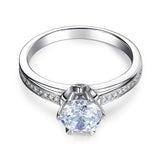 1.25ct Classic Round Cut Diamond Solitaire, 925 Sterling Silver Engagement Ring