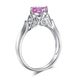 1.25ct  Vintage Pink Diamond Ring, Round Brilliant Cut Engagement Ring