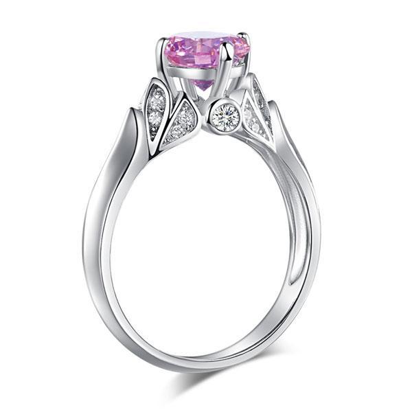 1.25ct  Vintage Pink Diamond Ring, Round Brilliant Cut Engagement Ring