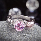 1.25ct  Vintage Pink Diamond Ring, Round Brilliant Cut Engagement Ring