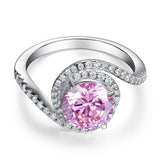 2.50ct Pink Diamond Engagement Ring, Round Brilliant Cut, Twist Design, 925 Silver
