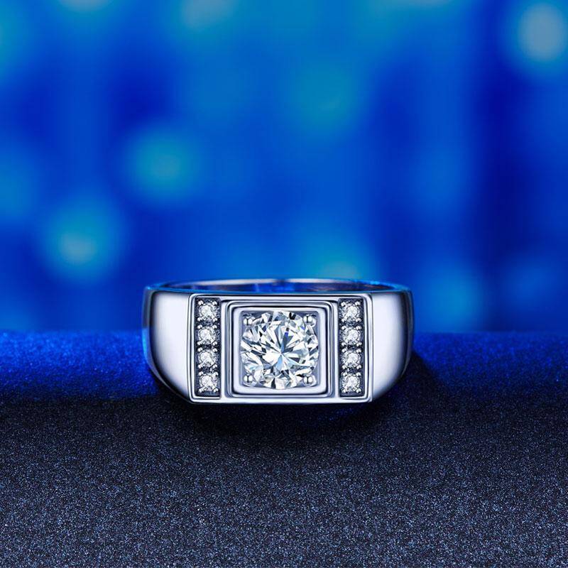 1.00ct Men's Wedding Band Set In Solid Sterling Silver 925