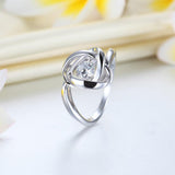 0.25ct Contemporary Spinning Diamond Ring, Round Cut, 925 Silver