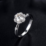 1.00ct Moissanite Engagement Ring, Daisy Halo Design, Sterling Silver & Platinum