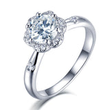 1.00ct Moissanite Engagement Ring, Daisy Halo Design, Sterling Silver & Platinum