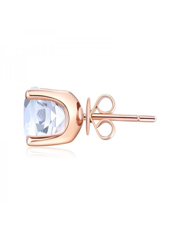 2.50ct each, Round Cut White Topaz Earrings, 14kt Rose Gold