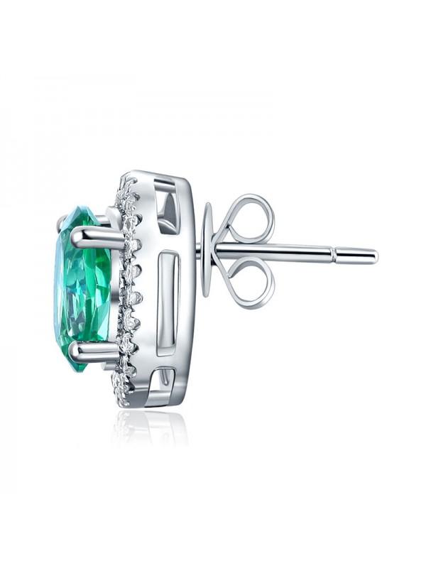 1.65ct each, Oval Cut Green Topaz and Diamond Earrings, 14kt White Gold