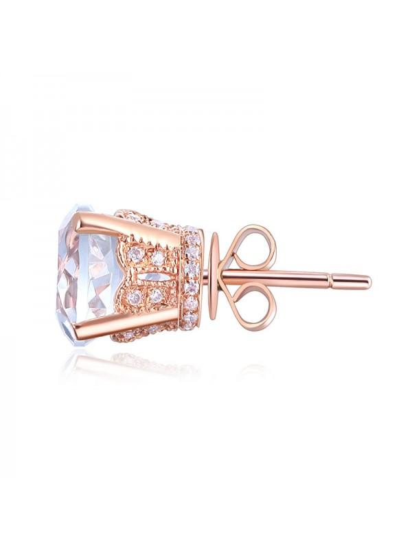 1.55ct each, Vintage Round Cut White Topaz and Diamond Earrings, 14kt Rose Gold