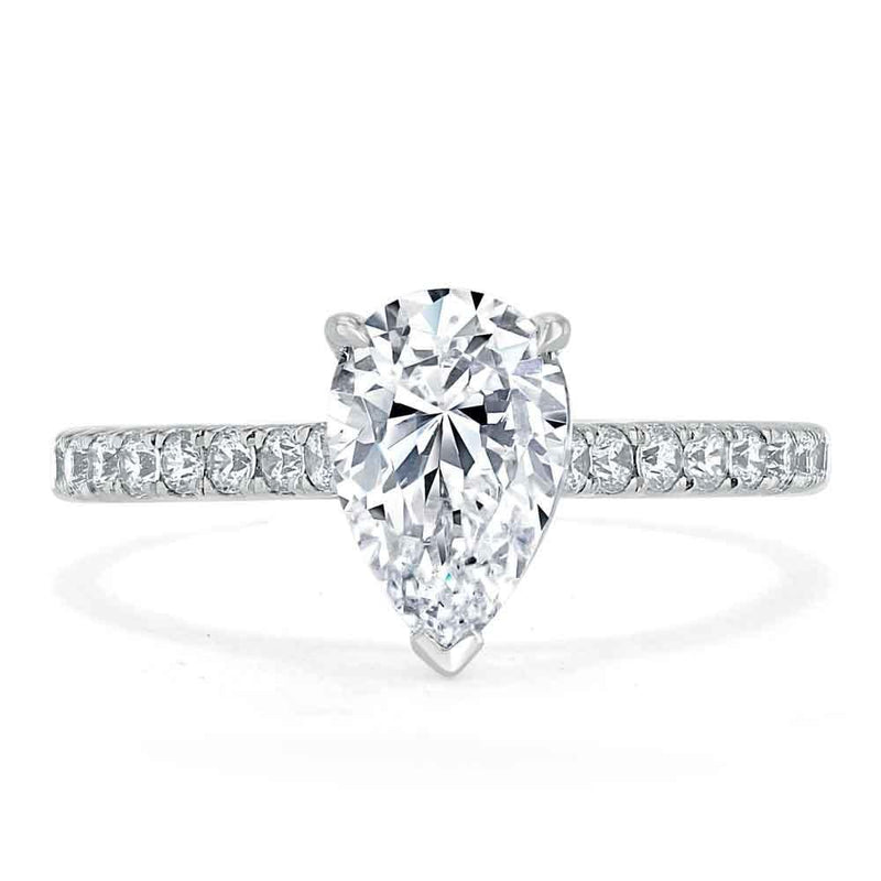 Lab-Diamond Pear Cut Engagement Ring, Classic Style, Choose Your Stone Size and Metal