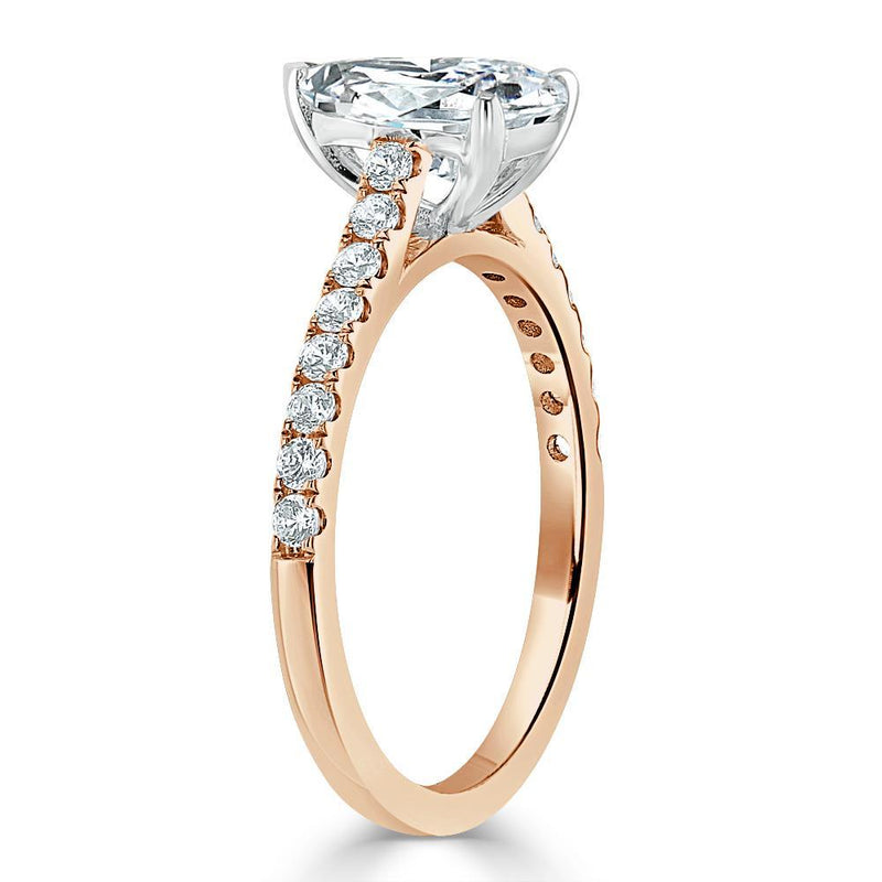 Lab-Diamond Pear Cut Engagement Ring, Classic Style, Choose Your Stone Size and Metal