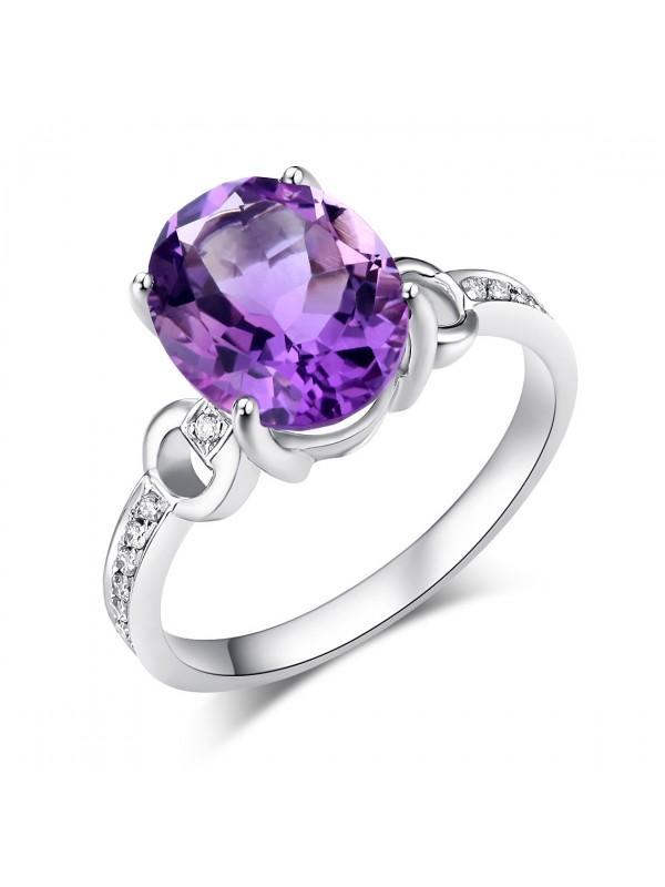 3.50ct Oval Cut Amethyst Engagement Ring, Available in 14kt or 18kt White, Yellow or Rose Gold