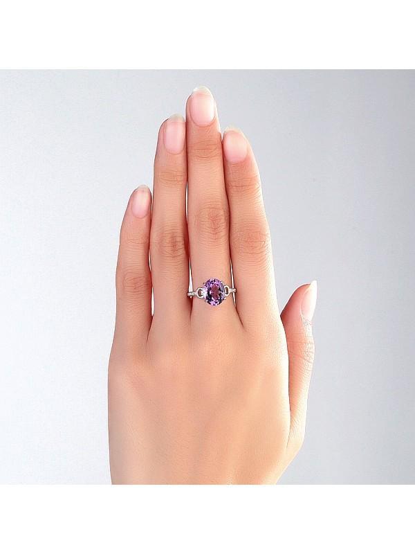 3.50ct Oval Cut Amethyst Engagement Ring, Available in 14kt or 18kt White, Yellow or Rose Gold