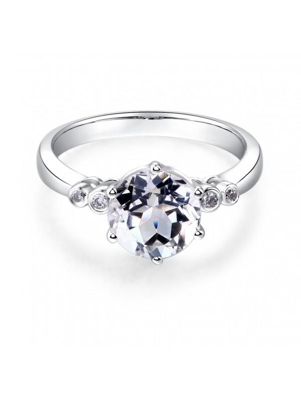 2.00ct White Topaz and Diamond Enagagement Ring, Vintage Inspired, Available in 14kt or 18Kt White, Yellow or Rose Gold