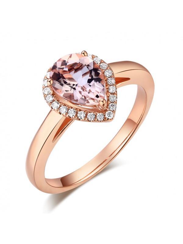 1.20ct Rose Gold, Pear Cut Morganite Engagement Ring, Available in 14kt or 18kt Rose, Yellow or White Gold