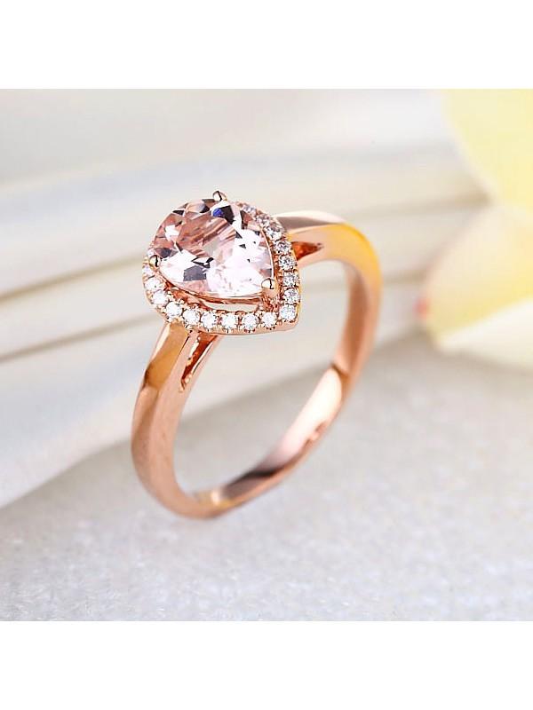 1.20ct Rose Gold, Pear Cut Morganite Engagement Ring, Available in 14kt or 18kt Rose, Yellow or White Gold