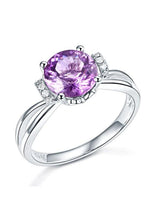 1.80ct Round Cut Amethyst Engagement Ring, Available in 14kt or 18kt White, Yellow or Rose Gold