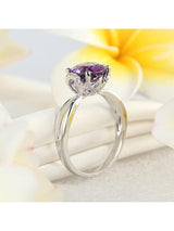 1.80ct Round Cut Amethyst Engagement Ring, Available in 14kt or 18kt White, Yellow or Rose Gold