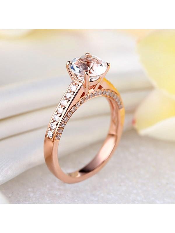 1.20ct Rose Gold, White Topaz Enagagement Ring, Available in 14kt or 18Kt White, Yellow or Rose Gold