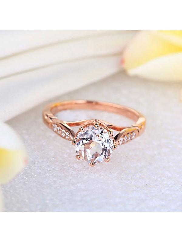 1.20ct Rose Gold, White Topaz Enagagement Ring, Available in 14kt or 18Kt White, Yellow or Rose Gold