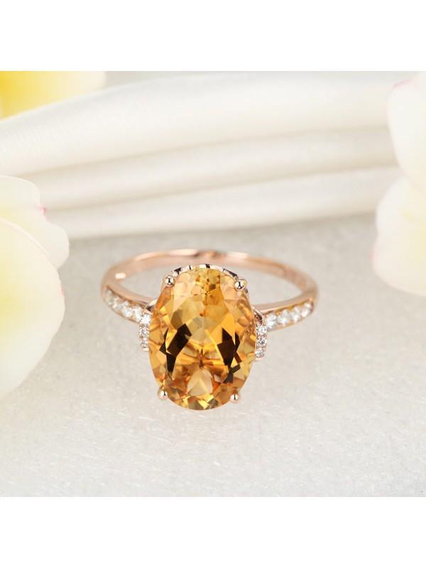 5.20ct Oval Cut Luxury Citrine Dress Ring, Available in 14kt or 18kt Rose, Yellow or White Gold