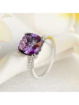 3.50ct Cushion Cut Amethyst Engagement Ring, Available in 14kt or 18kt White, Yellow or Rose Gold