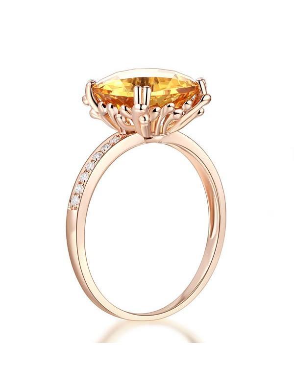 3.60ct Cushion Cut Citrine Engagement Ring, Available in 14kt or 18kt Rose, Yellow or White Gold